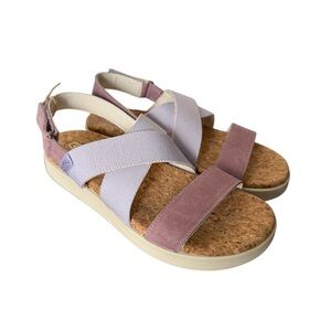 Keen Ellie Criss Cross Lavender and Beige Cork Wedge Sandals-Size9.5 NWOT